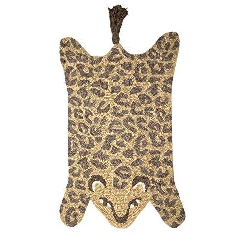 Crane Baby Safari Nursery Décor, Wool Floor Rug for Boys and Girls, Leopard Shape, 23" x 36"
