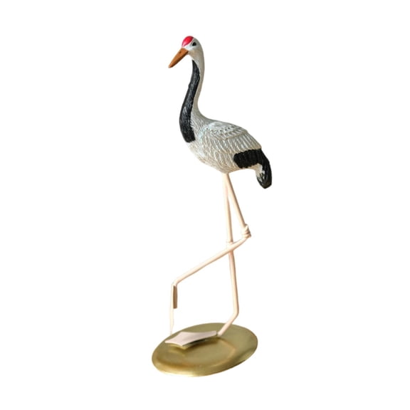 Crane Bird Sculpture Yard Art Bowing Head Ironwork Durable Figurine for Outdoor Pond Balcony Decor