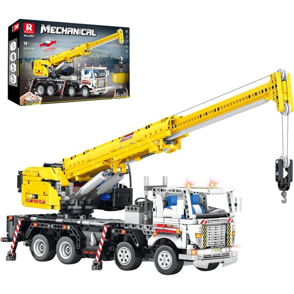 Crane Building Block Set 22007, Remote Control Crane Toy with Multiple Function Switching, Mechanical Construction Truck Model Building Kit, Gift for Adult 14+, 2023 Pieces
