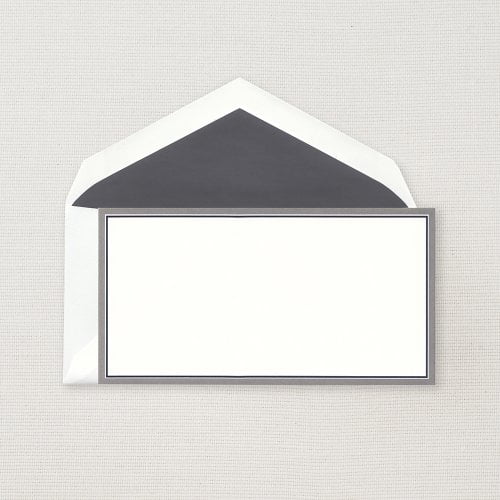 Crane & Co. Charcoal and Navy Border Monarch Correspondence Card