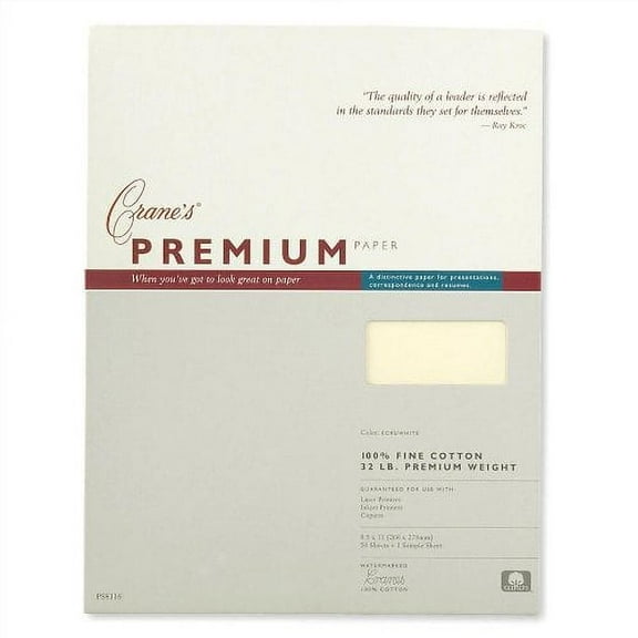 Crane & Co. Cranes Premium Weight Ecruwhite 8 1/2 X 11 Sheets (PS8116)