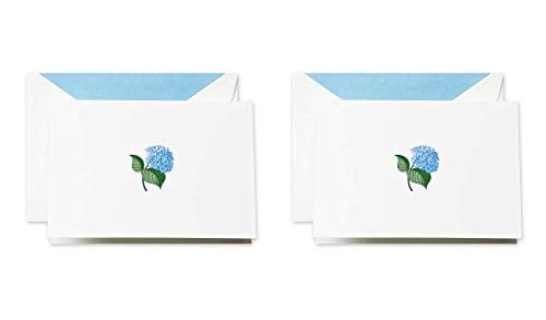 Crane & Co. Hand Engraved Blue Hydrangea Note (RF1407), Pack of 15 (2 ...