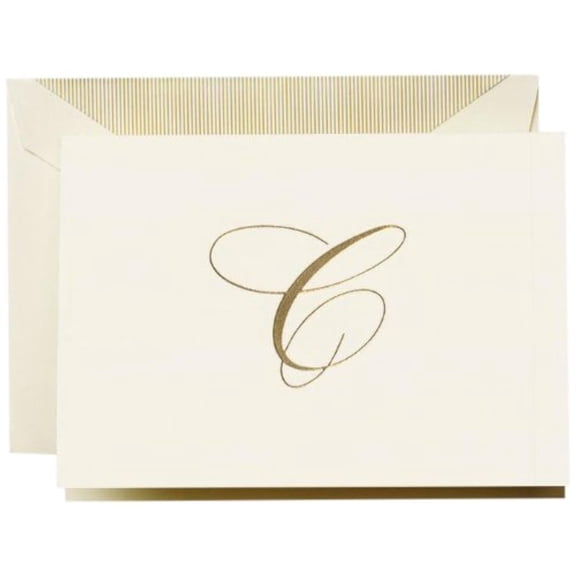 Crane & Co. Hand Engraved Script "C" Initial Note CF13C1
