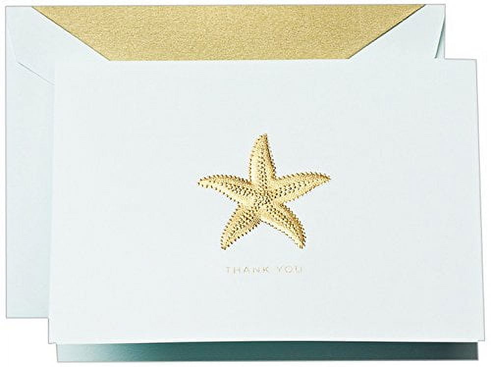 Crane & Co. Hand Engraved Starfish Thank You Note Pack of 10 Notes