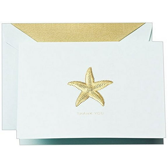 Crane & Co. Hand Engraved Starfish Thank You Note - Pack of 10 Notes (CT1420)