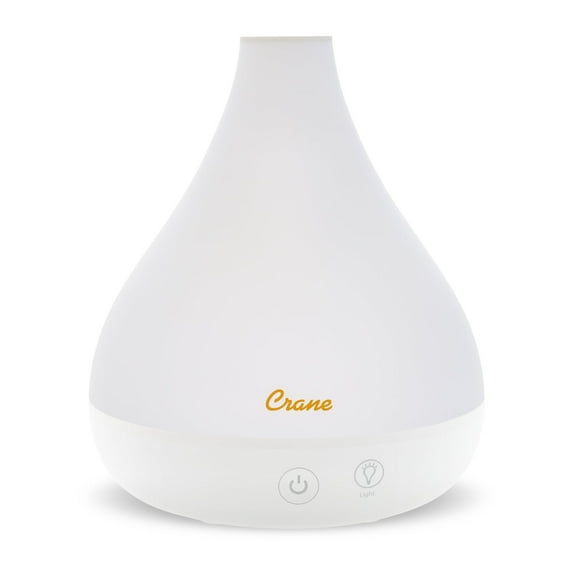 Crane Personal Ultrasonic Cool Mist Humidifier and Aroma Therapy Diffuser, Optional Color Changing Nightlight Included, for Home, Hotels, and Office, 0.35 Gallon 1.5 Liter, White