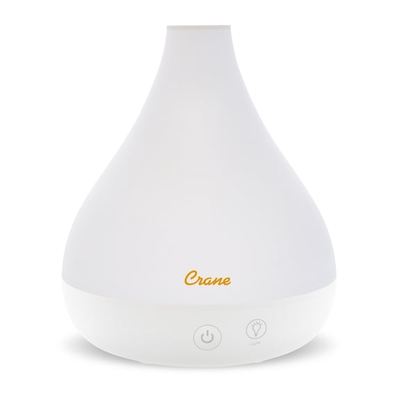 Crane Personal Ultrasonic Cool Mist Humidifier and Aroma Therapy Diffuser, Optional Color Changing Nightlight Included, for Home, Hotels, and Office, 0.35 Gallon 1.5 Liter, White