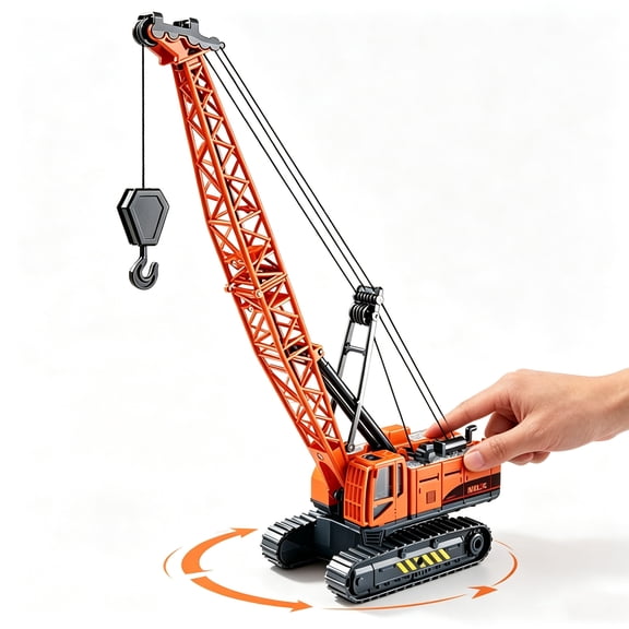 Crane Construction Vehicle for Boys, 360° Rotating Truck Toys with Manual Lifting Arm for Kids 3-5 Christmas Gifts