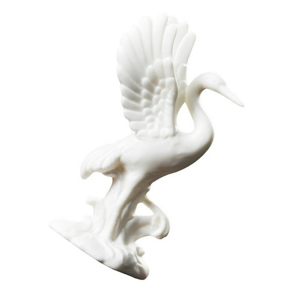 Crane Figurine Animal Crafts Decorations Figure Pond Office White
