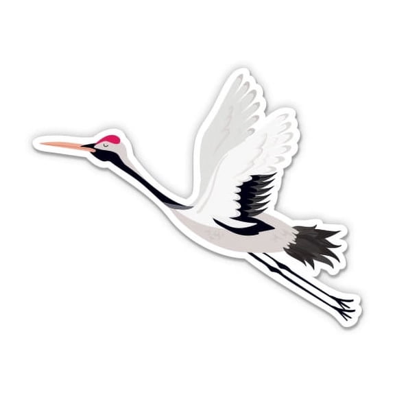 Crane Flying - 3" Vinyl Sticker - For Car Laptop I-Pad Phone Helmet Hard Hat - Waterproof Decal