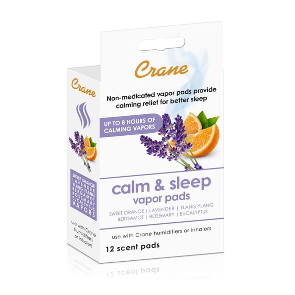 Crane Lavender Orange Universal Vapor Pads, for use with Droplets, Top Fill Drop, Corded Inhaler, Warm Mist Humidifiers, 12 Pack
