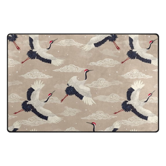 Crane Pattern Memory Foam Area Rug 31