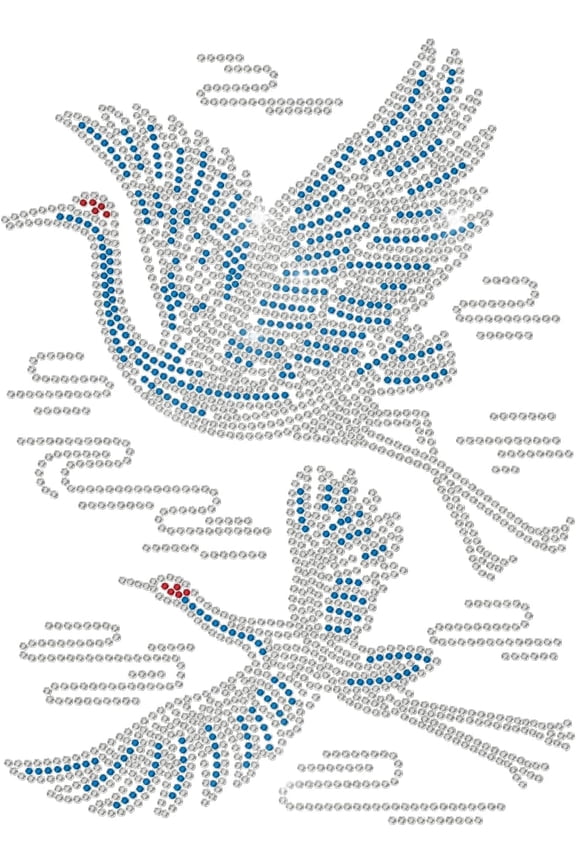 Crane Pattern Rhinestone Iron on Hotfix Transfer Decal Mythical Red-Crowned Crane Rhinestone DIY Applique Sticker Iron on Hotfix Transfer Patch for T-Shirt Jacket Clothing Craft White