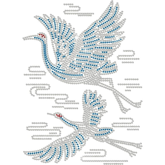 Crane Pattern Rhinestone Iron on Hotfix Transfer Decal Mythical Red-Crowned Crane Rhinestone DIY Applique Sticker Iron on Hotfix Transfer Patch