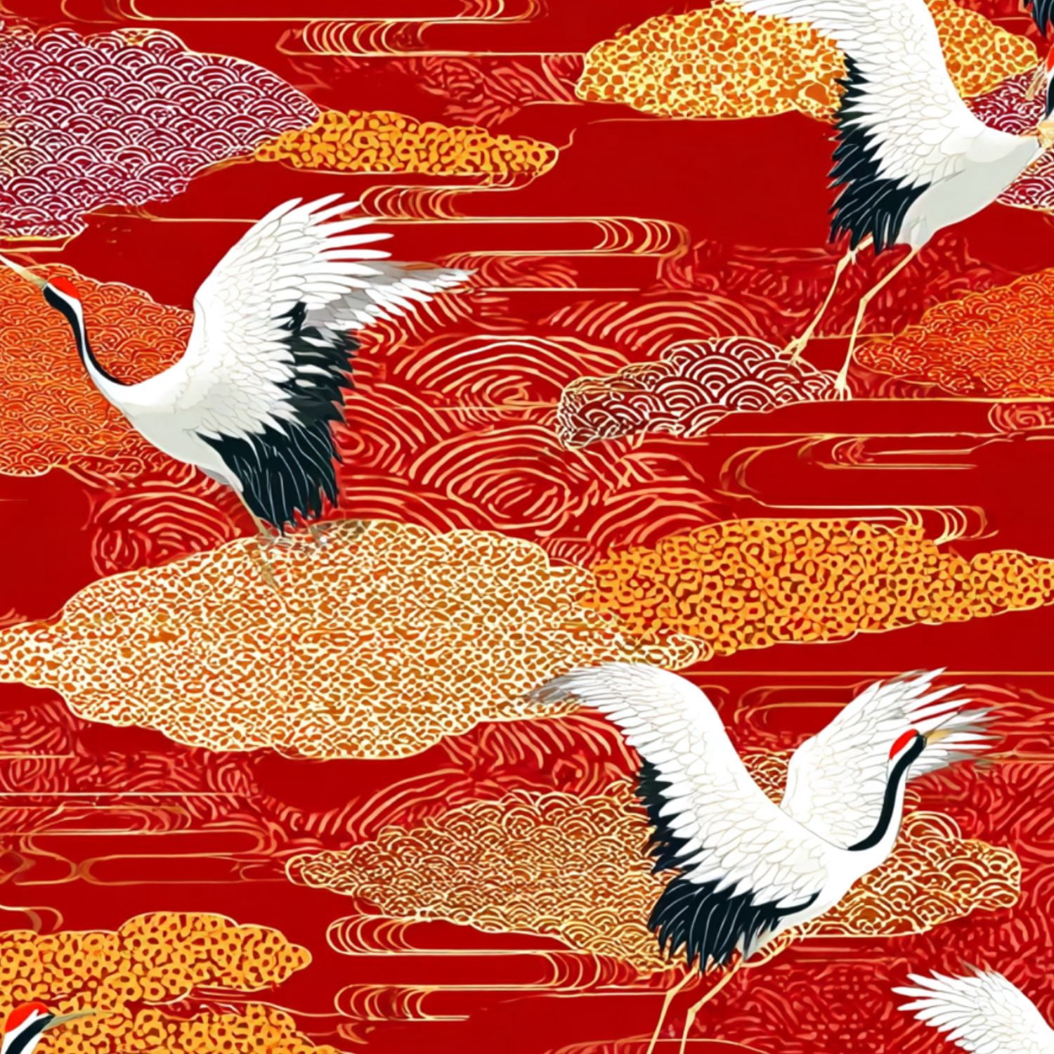 Crane Peel and Stick Wallpaper 23.6in x 9.8ft Elegant Japanese Red crowned Cranes Contact Paper Vinyl Waterproof Self Adhesive Wall Paper for Bedroom Shelf Cabinet Renter Friendly