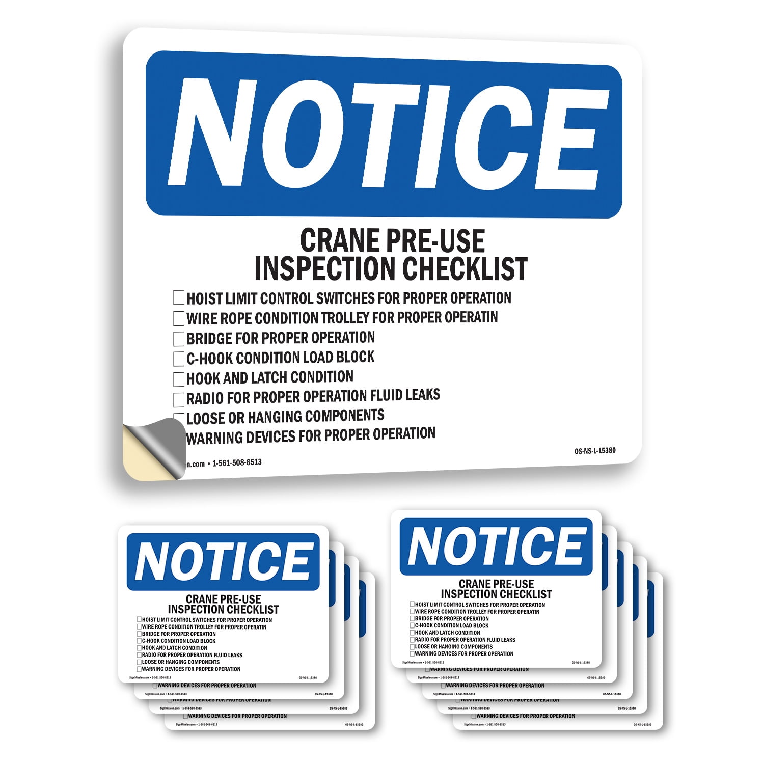 Crane Pre OSHA Notice Vinyl Decal Label 10 Inch x 7 Inch - 10 Pack ...