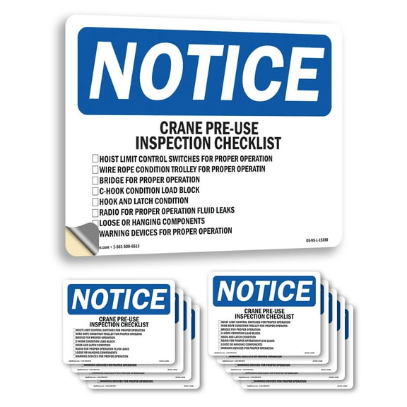 Crane Pre OSHA Notice Vinyl Decal Label 18 Inch x 12 Inch - 10 Pack