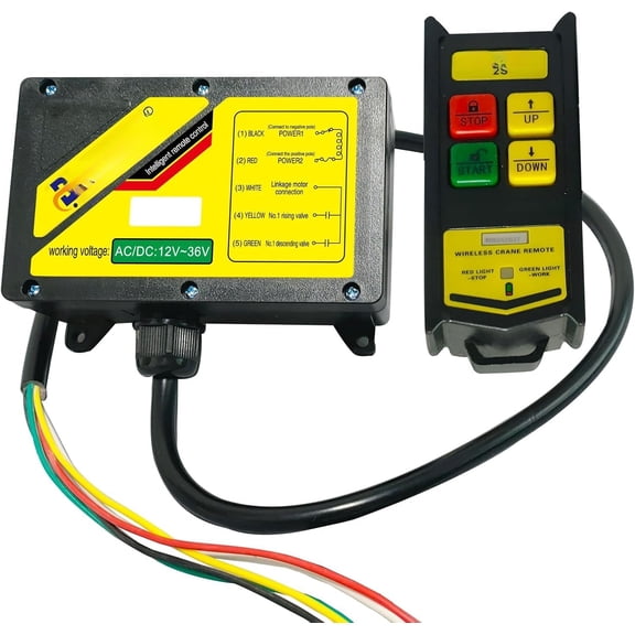 Crane Remote Control 12-36V, 656FT Control, Dump Trailer Controller, Industrial Hoist Up Down , Up Down Control with Stop