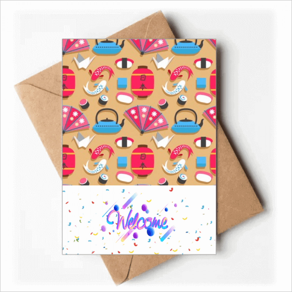 Crane Repeat JapanPattern Welcome Back Greeting Cards Envelopes Blank