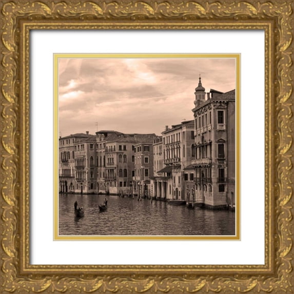 Crane, Rita 12x12 Gold Ornate Wood Framed with Double Matting Museum Art Print Titled - Gondolas and Palazzos III