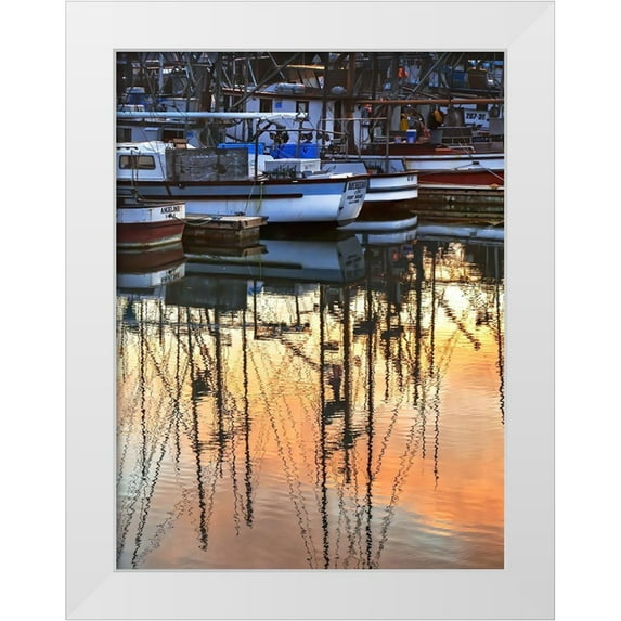 Crane, Rita 12x14 White Modern Wood Framed Museum Art Print Titled - Harbor Reflections II