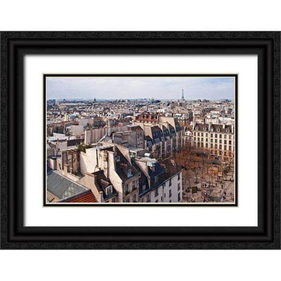 Crane, Rita 14x11 Black Ornate Wood Framed with Double Matting Museum Art Print Titled - Paris Rooftops III