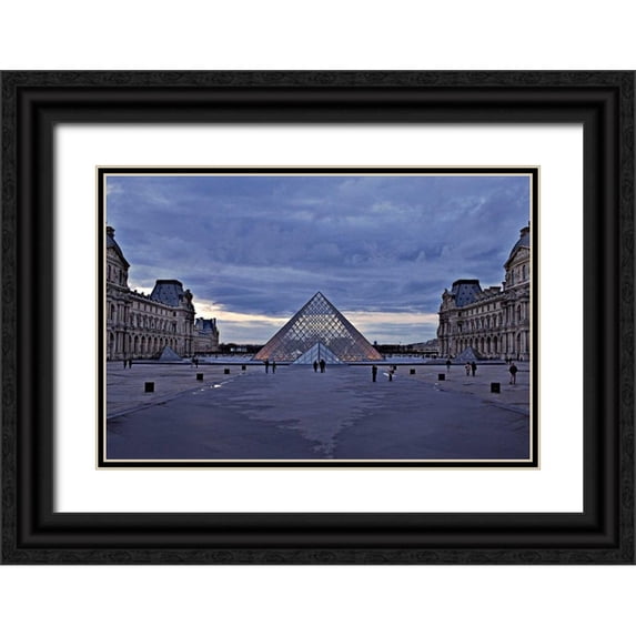 Crane, Rita 14x11 Black Ornate Wood Framed with Double Matting Museum Art Print Titled - Pyramid at the Louvre III