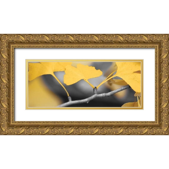 Crane, Rita 18x10 Gold Ornate Wood Framed with Double Matting Museum Art Print Titled - Yellow Gingko I