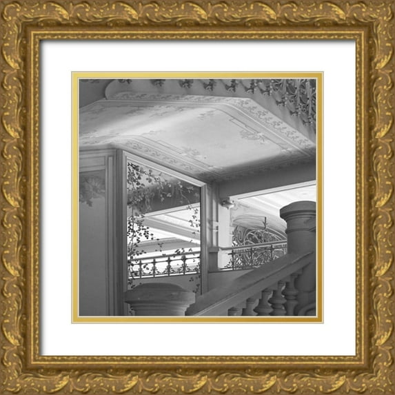 Crane, Rita 26x26 Gold Ornate Wood Framed with Double Matting Museum Art Print Titled - Belle Epoque I BW Square