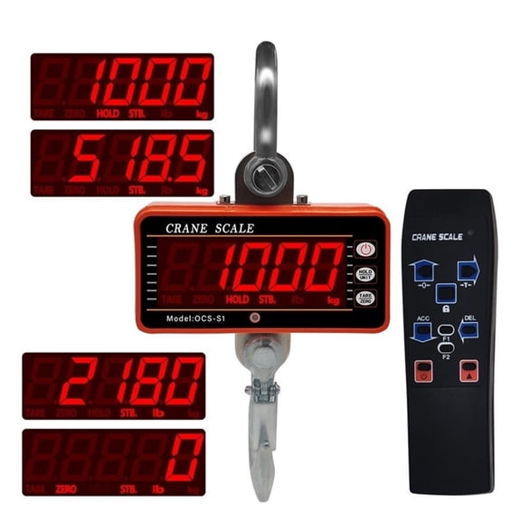 Crane Scale 1000KG 1Ton 2000lb OCS-S1 Digital balance LCD High Accurate Industrial Heavy Duty Hanging Hook Hanging Scales ,Easy Use