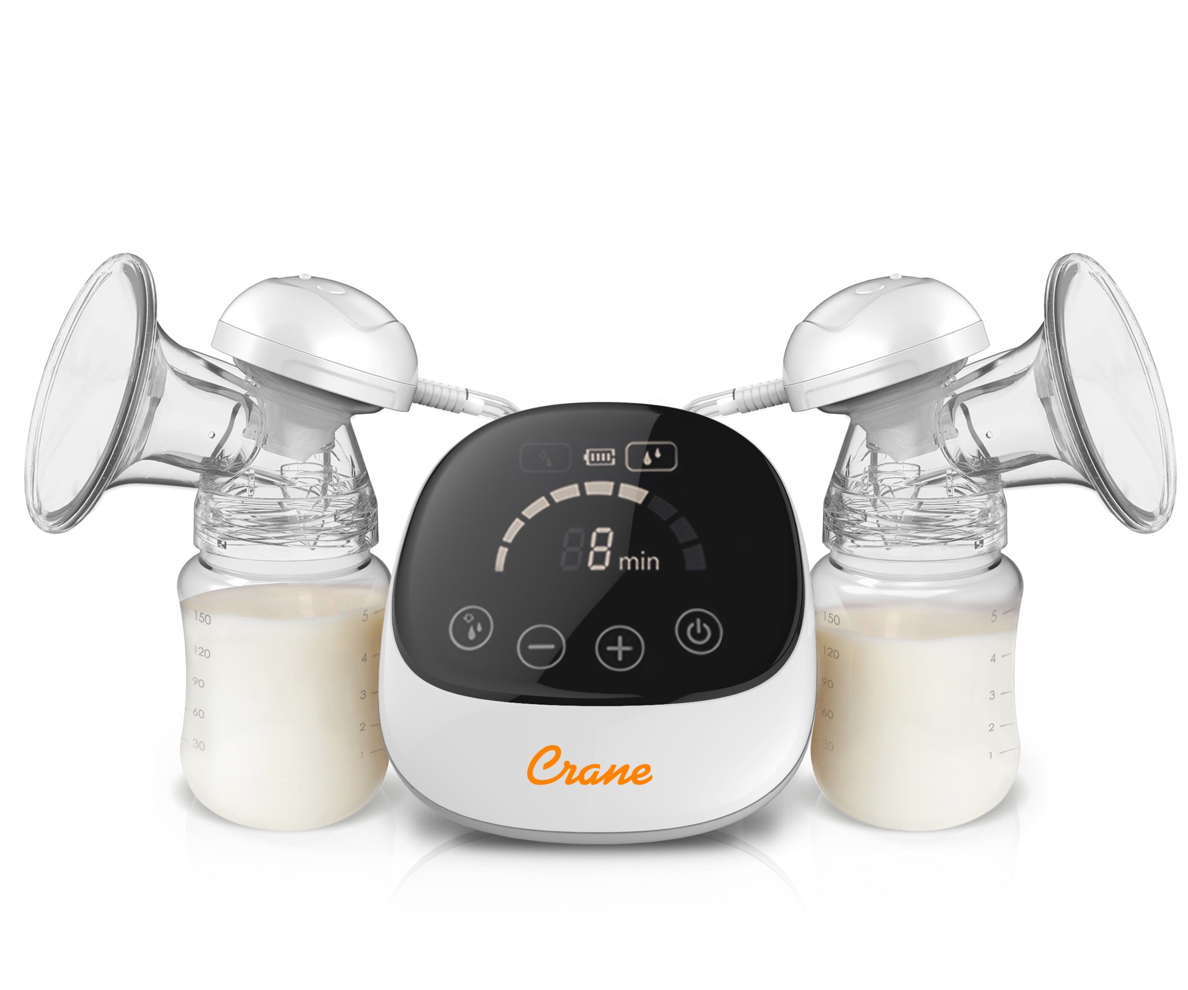 Crane Double Electric Cordless Rechargeable Breast Pump, Portable, Closed System, Overflow Protection