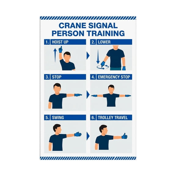 Crane Signaling Safety Poster Signal Person Training Chart for Construction Training Center Toolbox Talk