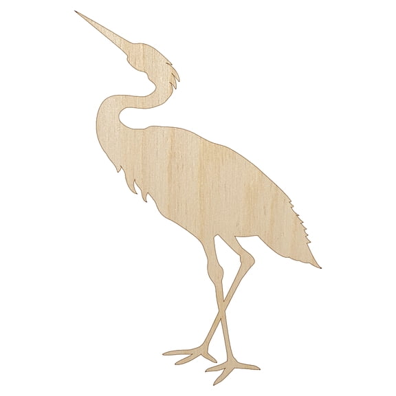 Crane Standing Solid Wood Shape Unfinished Piece Cutout Craft DIY Projects - 6.25 Inch Size - 1/8 Inch Thick
