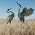 thumbnail image 1 of Crane Statues for Outdoor, Metal Heron Garden Statues Bird Yard Art, Standing Sculptures for Yard Lawn Pond Garden Decor, 38-42 inch Set of 2, 1 of 11