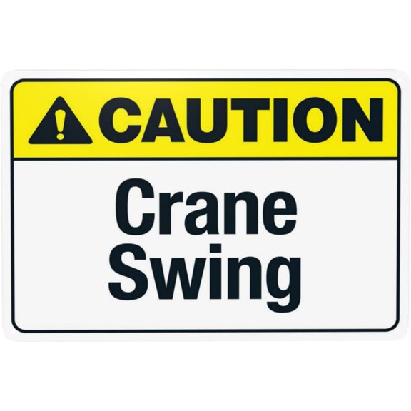 Crane Swing Warning Sign, Security Safety Metal Signs, Vintage Caution Poster Wall Decor for Business Office Home Street Road Custom Use 12 x 8 Inches