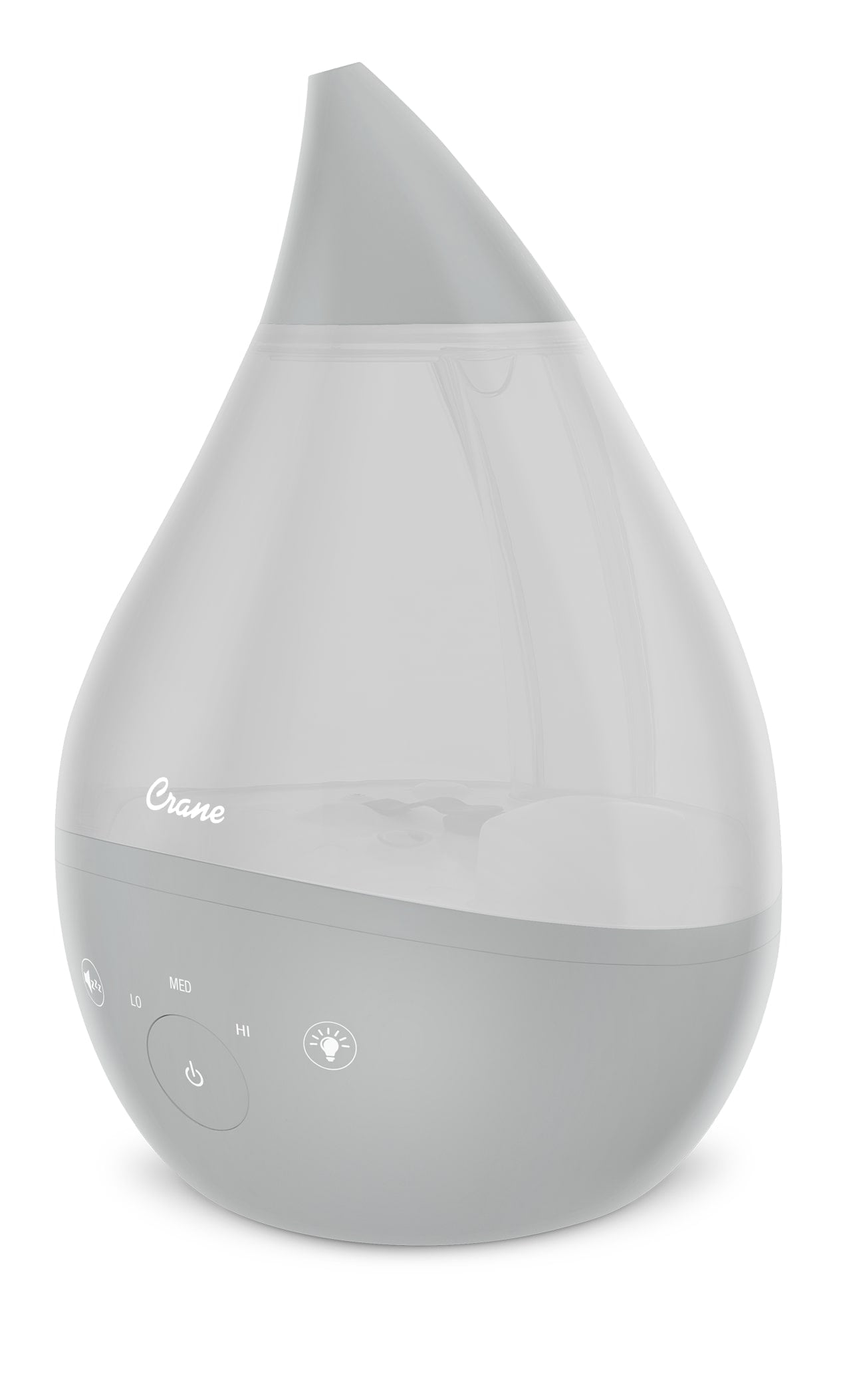 Crane 4-in-1 Drop 2.0 Ultrasonic Cool Mist Humidifier with Sound Machine, Night Light, Aroma Tray, 1 Gallon Top Fill, Grey 1 Gallon