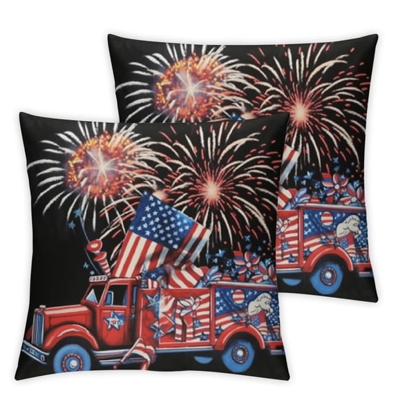 Crane Truck Construction Lover Of July Fireworks Driver Throw Pillow