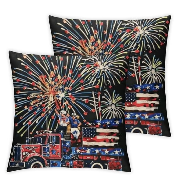 Crane Truck Construction LoverOf July Fireworks Driver Throw Pillow