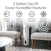 2 Gal. Ultrasonic Cool Mist Tower Humidifier with Germicidal UV-A Light