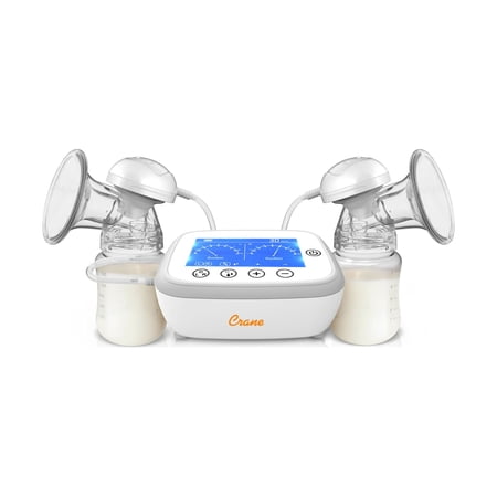Crane USA Deluxe Double Electric Cordless Breast Pump, Portable, Closed System, Overflow Protection