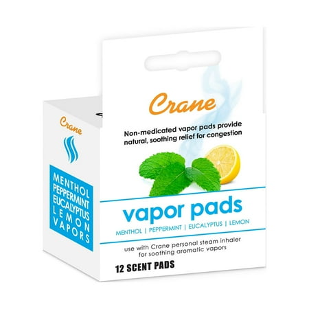 CRANE - Vapor Pads 12 Pack for EE-5948 Cordless Inhaler - White