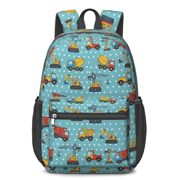 Crane and Mixer Blue Pattern 17" School Backpacks for Teens,Waterproof Oxford Fabric,S-Shape Padded Straps for School,Travel,Hiking,Camping