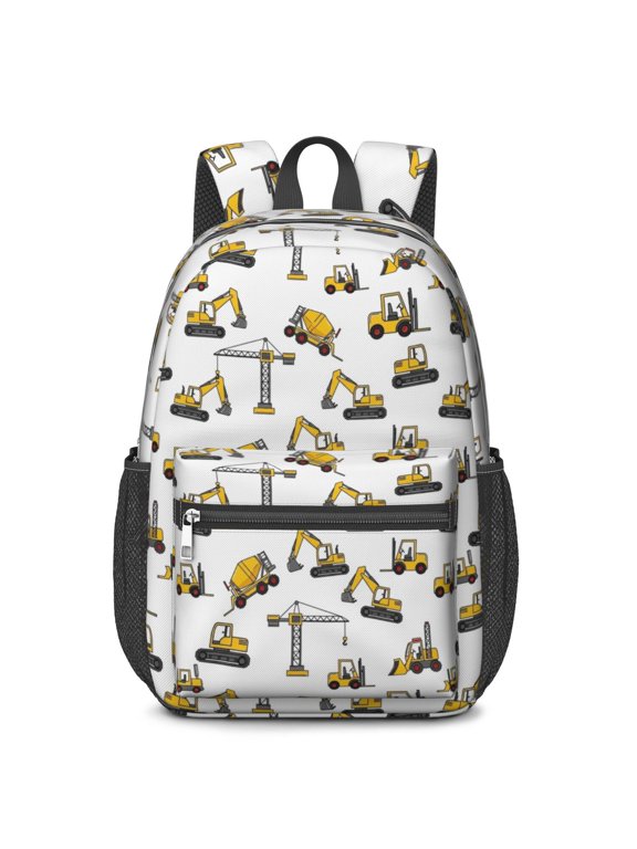 Crane and Mixer White Pattern 17" School Backpacks for Teens,Waterproof Oxford Fabric,S-Shape Padded Straps for School,Travel,Hiking,Camping
