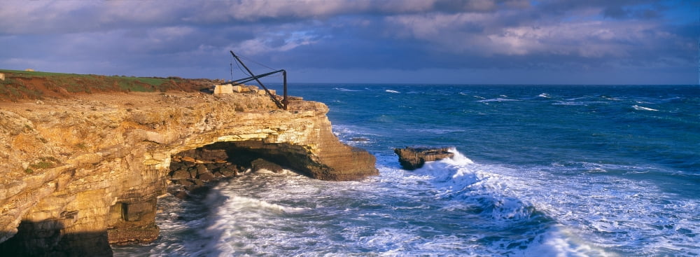Crane on the coast Portland Bill Dorset England Canvas Art - Panoramic Images (36 x 12)