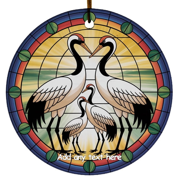 Cranes Family of 4 Ornament  Christmas 2025 Tree Ornament Keepsake for Families, Couples and Loved Ones, Customizable Text, Gift for Families and Member