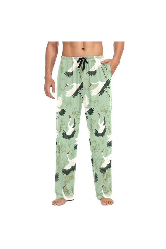 Cranes Flying Mens Cotton Pajama Pant Sleep and Lounge Bottons with Pockets