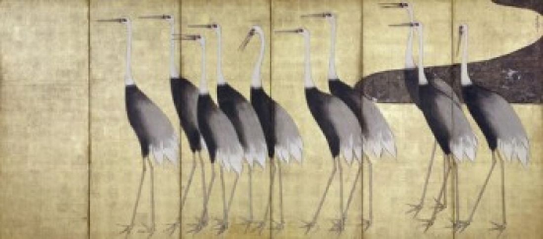 Cranes-Japanese Edo Screen Painting Ogata Korin (1658-1716 Japanese) Christies Images New York USA Canvas Art - Ogata Korin (18 x 24)