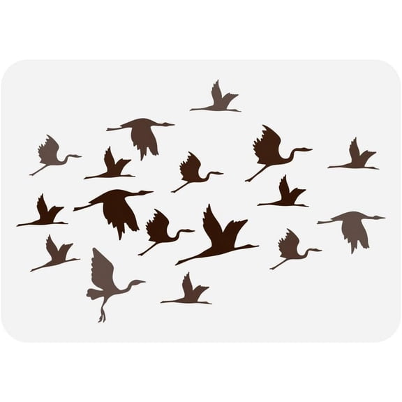 Cranes Stencil for Painting 8.3x11.7inch Large Cranes Birds Silhouettes Drawing Template Reusable Birds Group Painting Stencil Animal Theme Template for Wood Fabric Clothes Painting