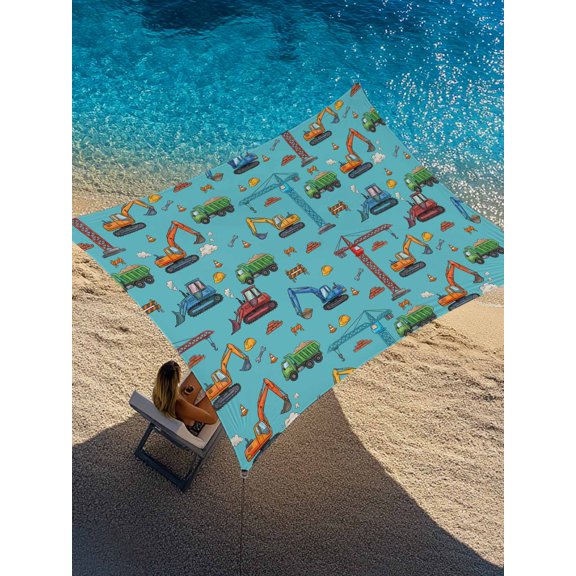 Cranes Struck Sun Shade Sail 8' x 10', Excavators Wrench Yellow Helmet Brick Blue Rectangle Outdoor Sunshade Canopy, Waterproof UV Block Patio Covers for Garden Yard Beach