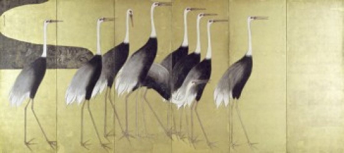 Cranes on Folding Screen Ogata Korin (1658-1716 Japanese) Canvas Art - Ogata Korin (18 x 24)